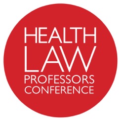 Red circle with white text reading "Health Law Professors Conference"