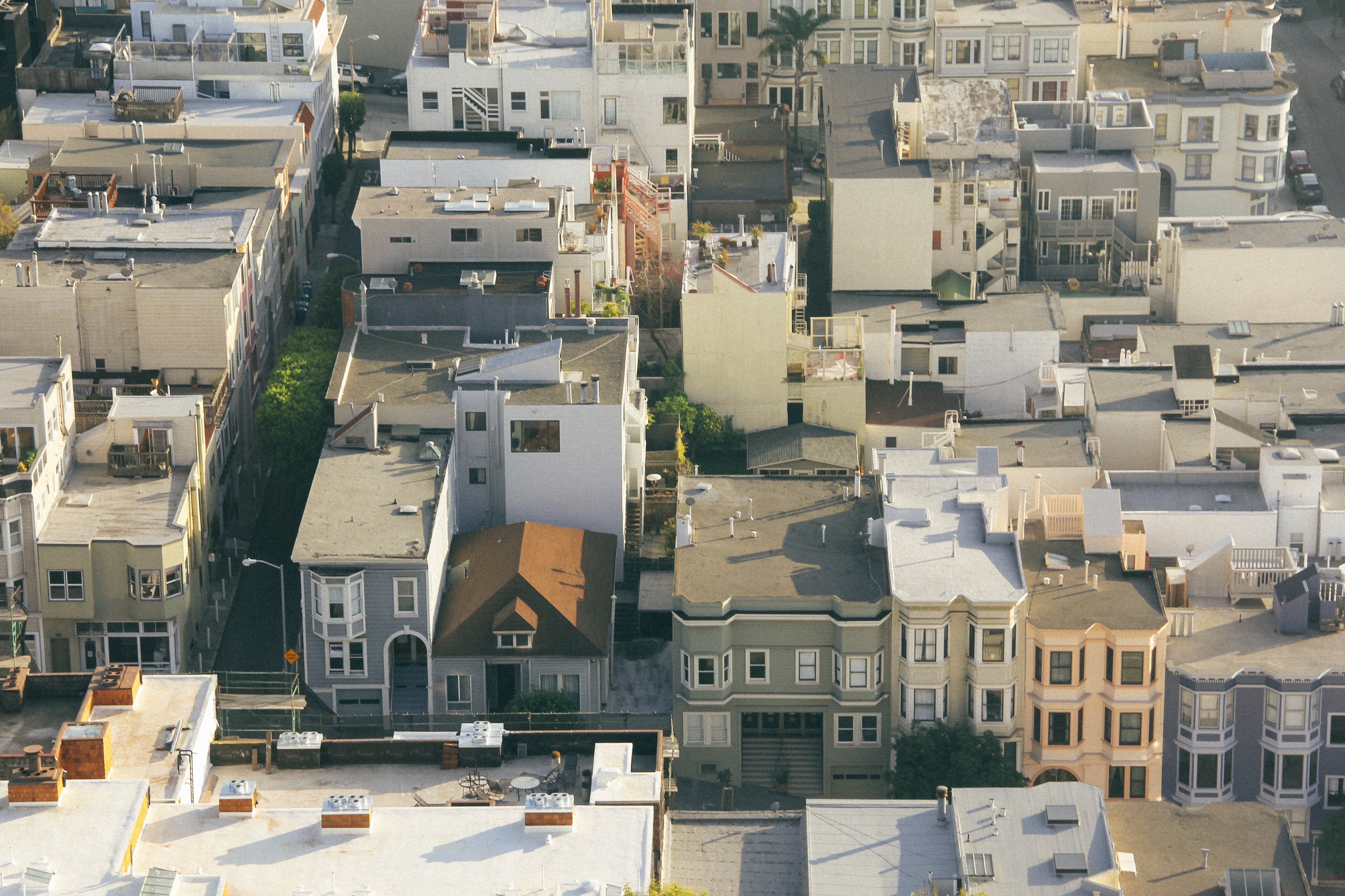 Rows of houses from an ariel perspective